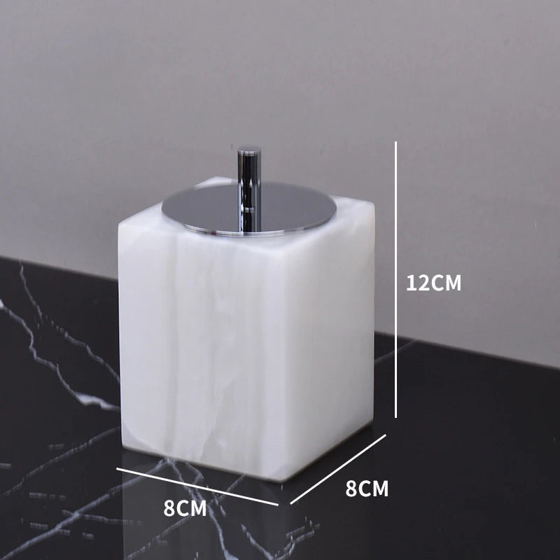 Luxury White Onyx Natural Marble Bathroom Set