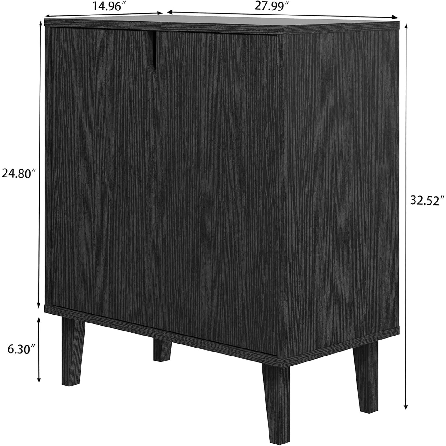 Panana 2 Door Black Kitchen Buffet Storage Cabinet
