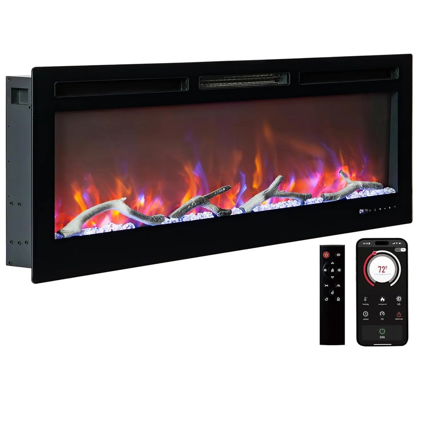 60 Inch Smart WiFi Electric Fireplace with Remote Control