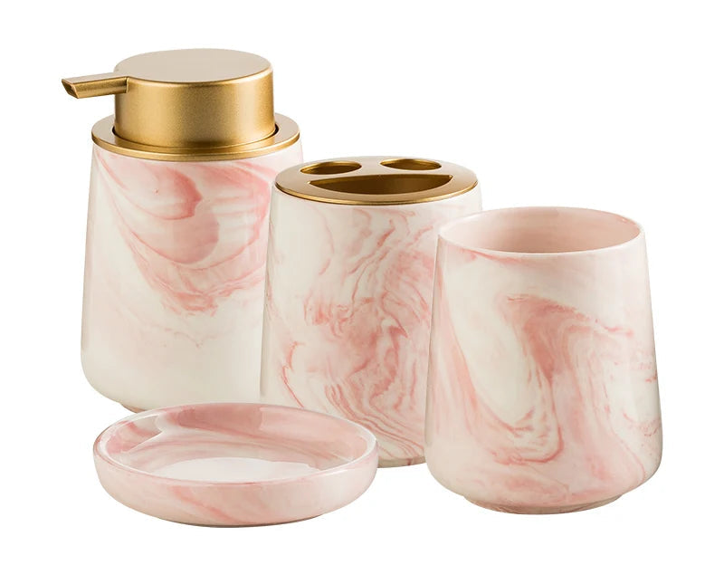 Ceramic Marble Pattern Bathroom 4-Piece Set