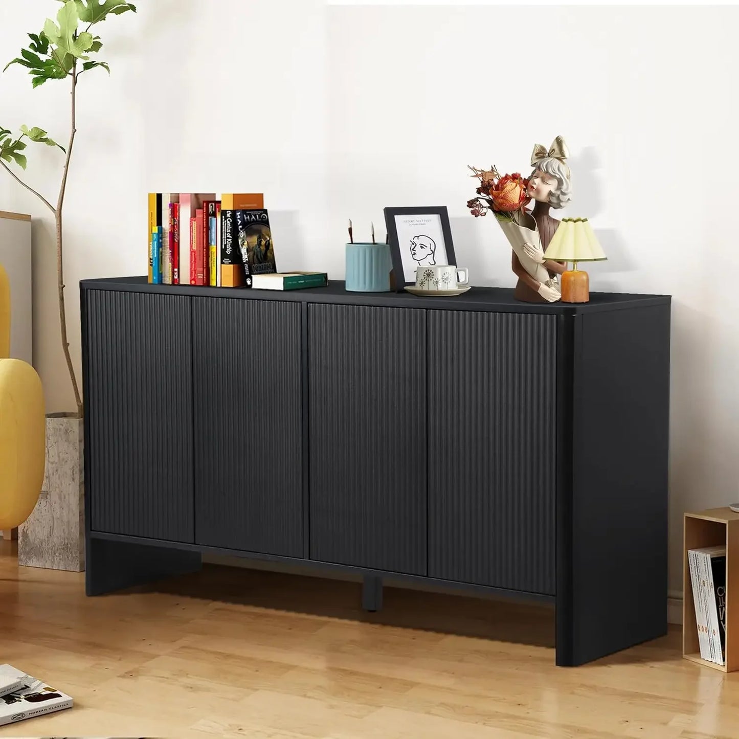 Modern Accent Storage Cabinet with Fluted Doors