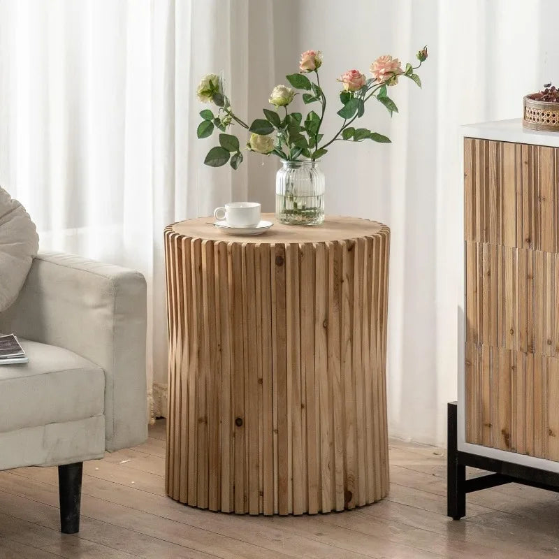 Side Table - Natural Round Boho Design