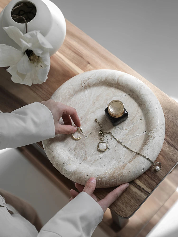 Beige Travertine Serving Tray - Vintage Home Decor