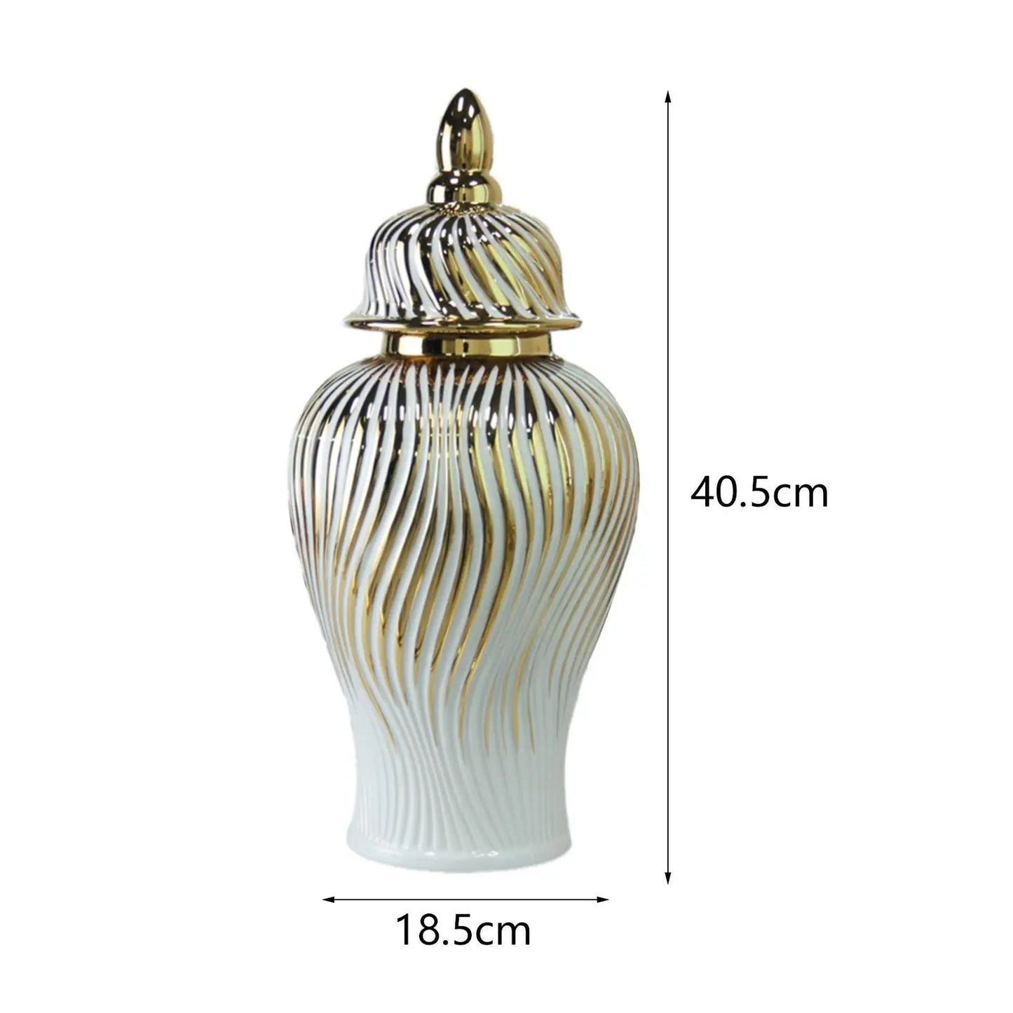 Porcelain Decorative Ginger Jar with Cover Temple Jar for Entryway Tables - HOMELIVING