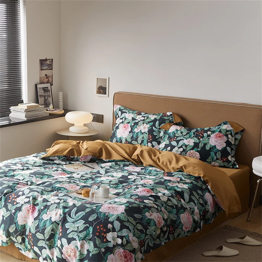 Svetanya 100% Egyptian Cotton Bedding Set Queen King Double Size Bed Linens Sheet Duvet Cover Set - HOMELIVING