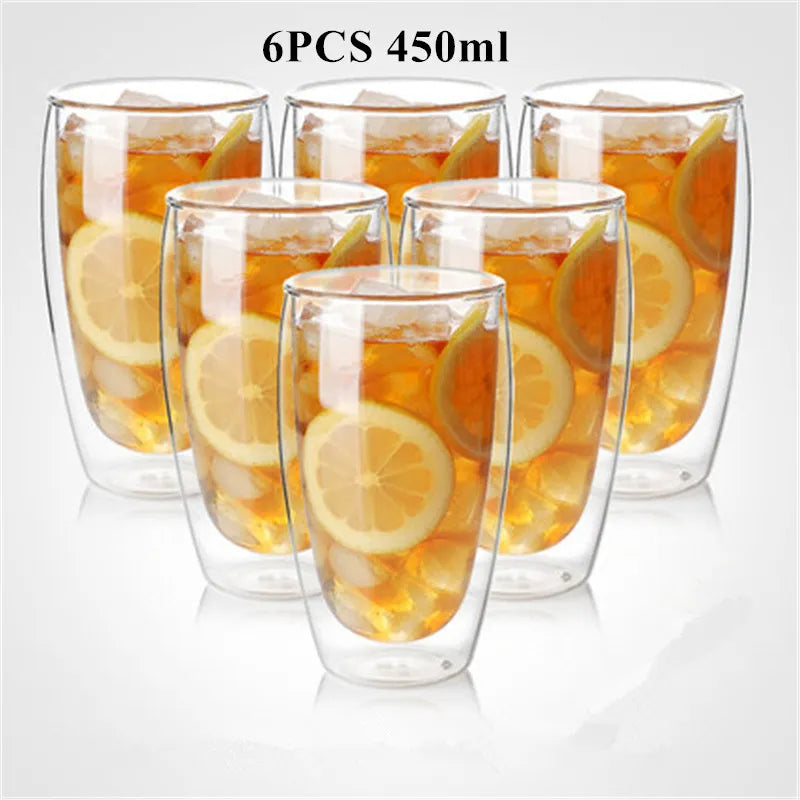 80/250/350/450ml Heat-resistant Double Wall Glass Cup Beer Coffee Cups Handmade Healthy Drink Mug Tea Mugs Transparent Drinkware - HOMELIVING