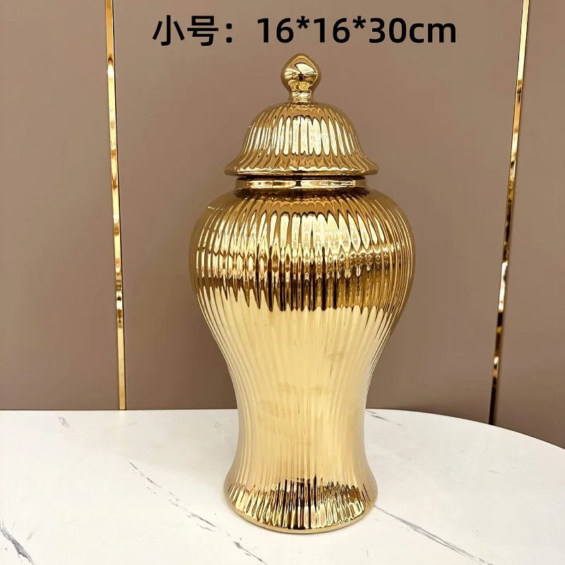 Luxury European style gold plated general jar, vase, handicraft, decoration, soft decoration, storage tank in the entrance - HOMELIVING