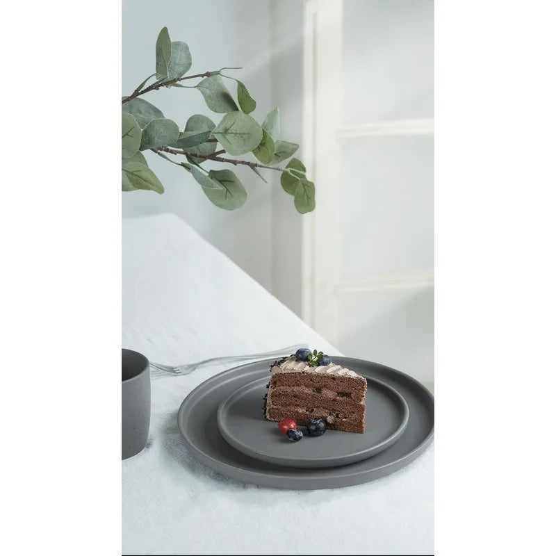 Dawn Plates and Bowls Sets, 12 Pieces Stoneware Dinnerware Sets, Dishes Set for 4, Microwave and Dishwasher Safe - HOMELIVING