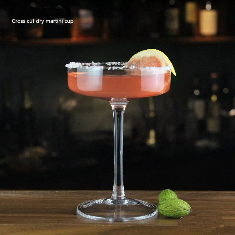 English Crosscutting Dry Martini Cocktail Glass Lead-free Crystal Cross Cut Martini Cup - HOMELIVING