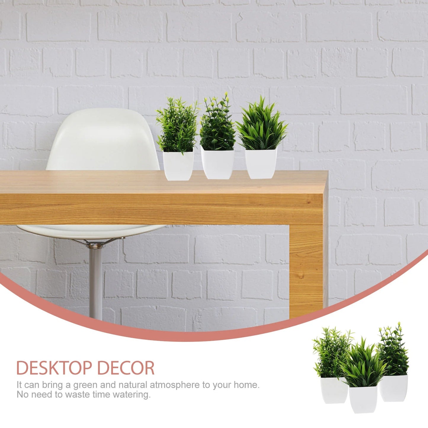 Simulated Potted Plant Fake Decors Artificial Plants Indoor Green Faux for Home Mini Pp Imitation Bonsai Ornaments Office - HOMELIVING