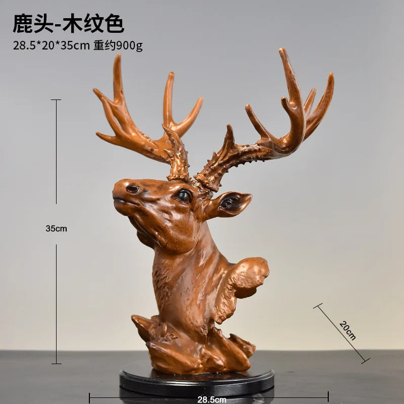 Nordic Ornaments Resin Simulation Deer Head Decoration Living Room Model Room TV Cabinet Wine Cabinet Gift Qiao Move Statue - HOMELIVING
