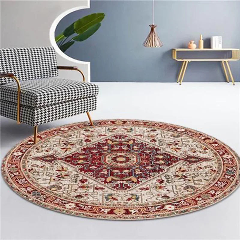 Moroccan Style Living Room Decoration Round Carpet Large Area Rugs for Bedroom Home Rocking Chair Floor Mat Washable Lounge Rug - HOMELIVING