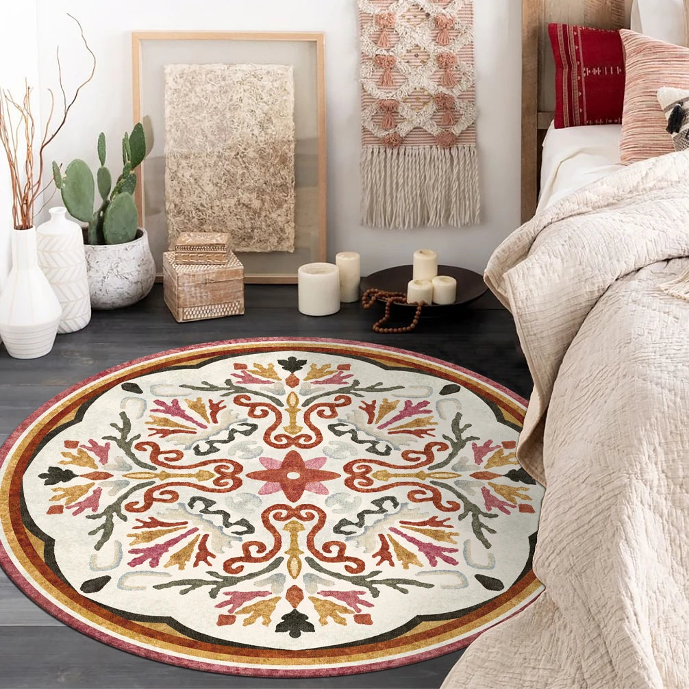 Moroccan Style Living Room Decoration Round Carpet Large Area Rugs for Bedroom Home Rocking Chair Floor Mat Washable Lounge Rug - HOMELIVING
