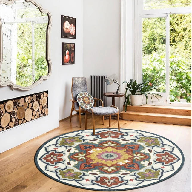 Moroccan Style Living Room Decoration Round Carpet Large Area Rugs for Bedroom Home Rocking Chair Floor Mat Washable Lounge Rug - HOMELIVING