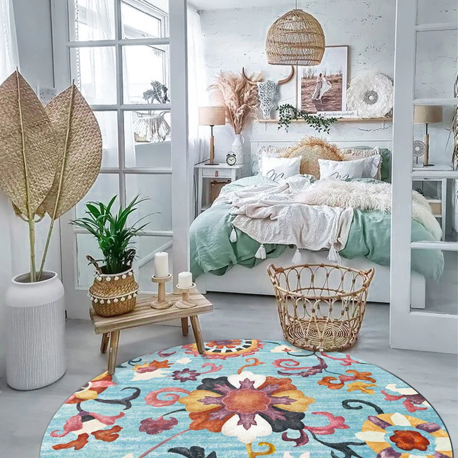 Moroccan Style Living Room Decoration Round Carpet Large Area Rugs for Bedroom Home Rocking Chair Floor Mat Washable Lounge Rug - HOMELIVING