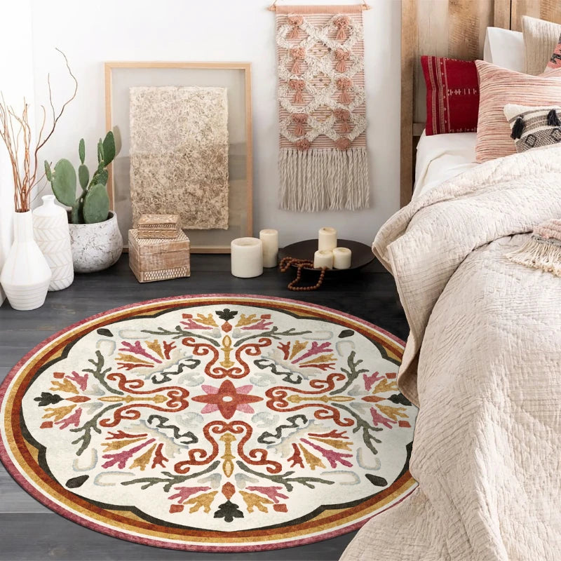 Moroccan Style Living Room Decoration Round Carpet Large Area Rugs for Bedroom Home Rocking Chair Floor Mat Washable Lounge Rug - HOMELIVING