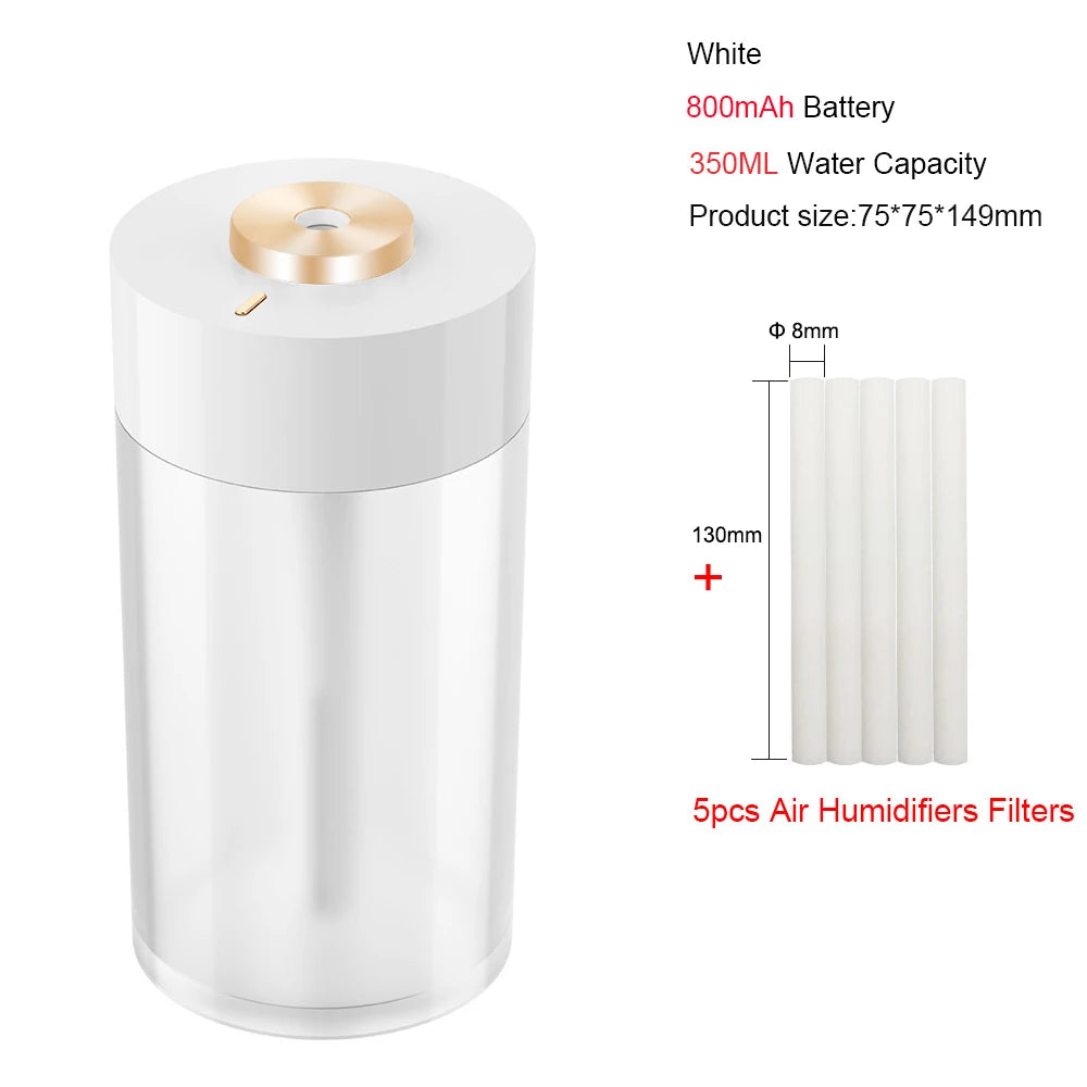 Portable Air Humidifier Wireless 2000mAh Usb Rechargeable Electric Humidifiers Diffuser Cool Mist Maker Night Lamp For Home - HOMELIVING