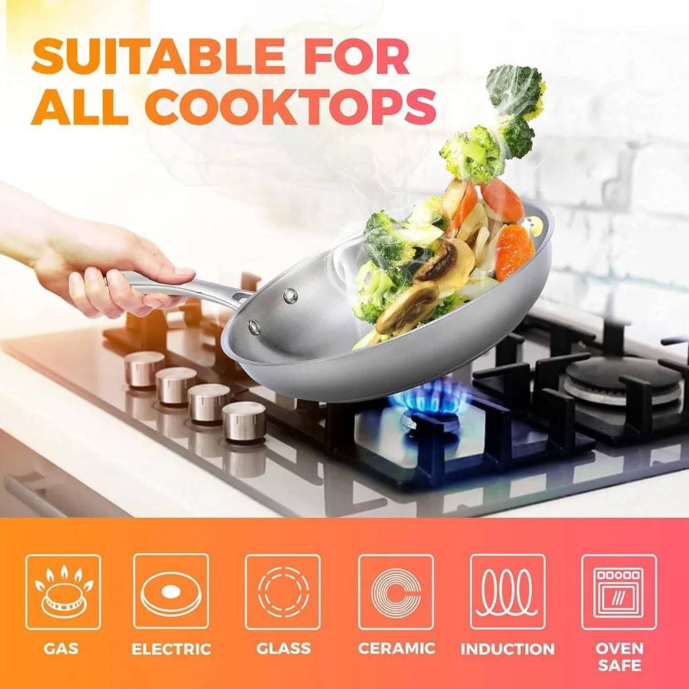 Pots and Pans Set 17-Piece, Ultra-Clad Pro Stainless Steel Cookware Set, Includes Saucepans, Skillets, Dutch Oven More, Cookware - HOMELIVING
