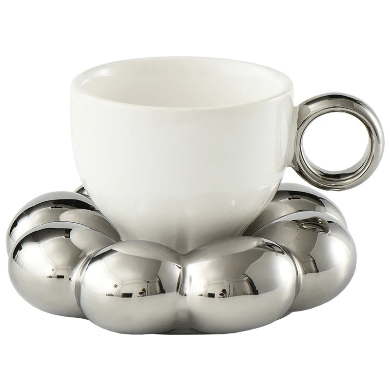 Personalized Mug Silver Ceramic Mug Coffee Cup For Drinking Tea In The Afternoon Nordic Style Teacher Gift - HOMELIVING