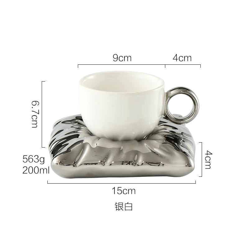 Personalized Mug Silver Ceramic Mug Coffee Cup For Drinking Tea In The Afternoon Nordic Style Teacher Gift - HOMELIVING