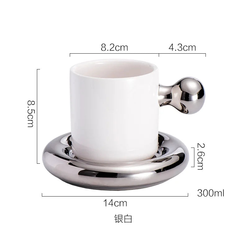 Personalized Mug Silver Ceramic Mug Coffee Cup For Drinking Tea In The Afternoon Nordic Style Teacher Gift - HOMELIVING