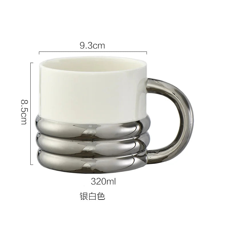 Personalized Mug Silver Ceramic Mug Coffee Cup For Drinking Tea In The Afternoon Nordic Style Teacher Gift - HOMELIVING