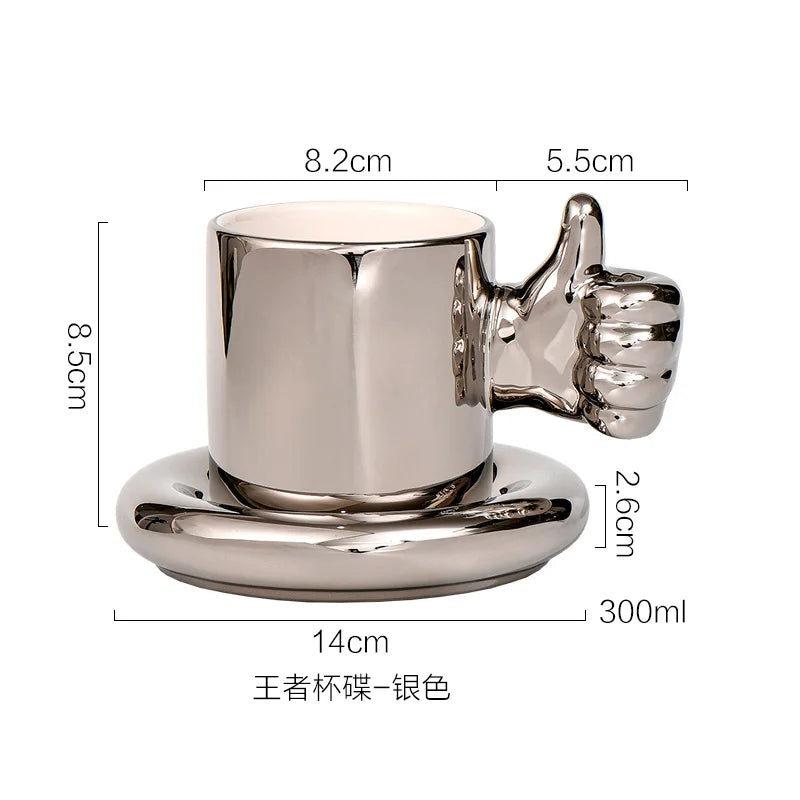 Personalized Mug Silver Ceramic Mug Coffee Cup For Drinking Tea In The Afternoon Nordic Style Teacher Gift - HOMELIVING