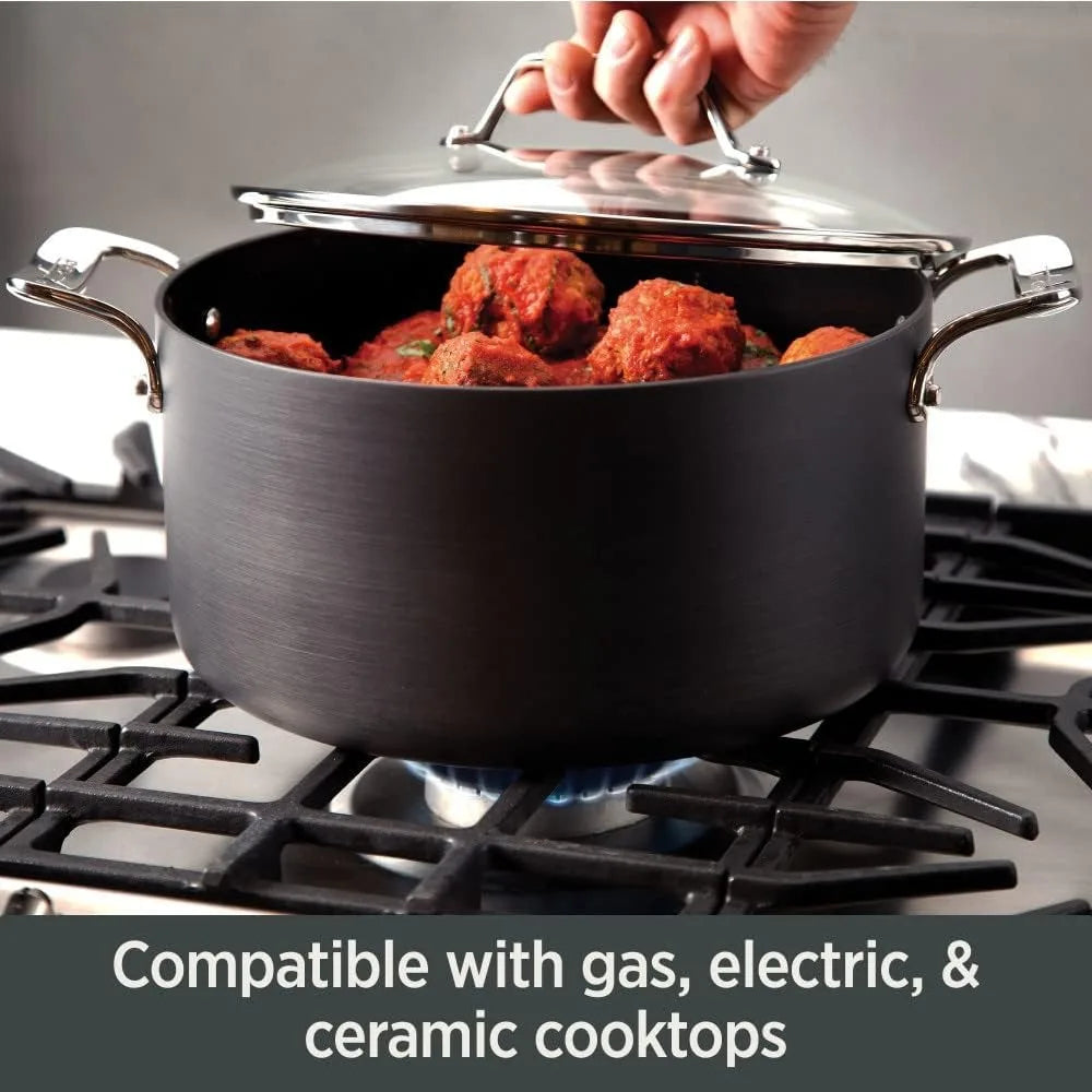 Essentials Hard Anodized Nonstick Sauce Pan Set 4 Piece, 2.5, 4 Quart Oven Broiler Safe 500F Pots and Pans, Cookware Black - HOMELIVING