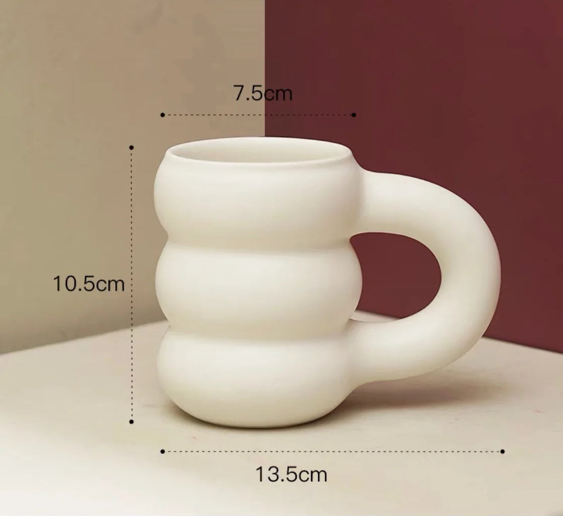 Creative Water Cup Ceramic Mug Nordic Coffee Cups with Big Handrip Colored Ceramics Big Juice Mugs - HOMELIVING