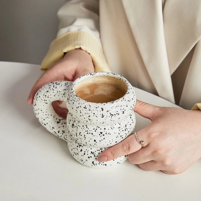 Creative Water Cup Ceramic Mug Nordic Coffee Cups with Big Handrip Colored Ceramics Big Juice Mugs - HOMELIVING