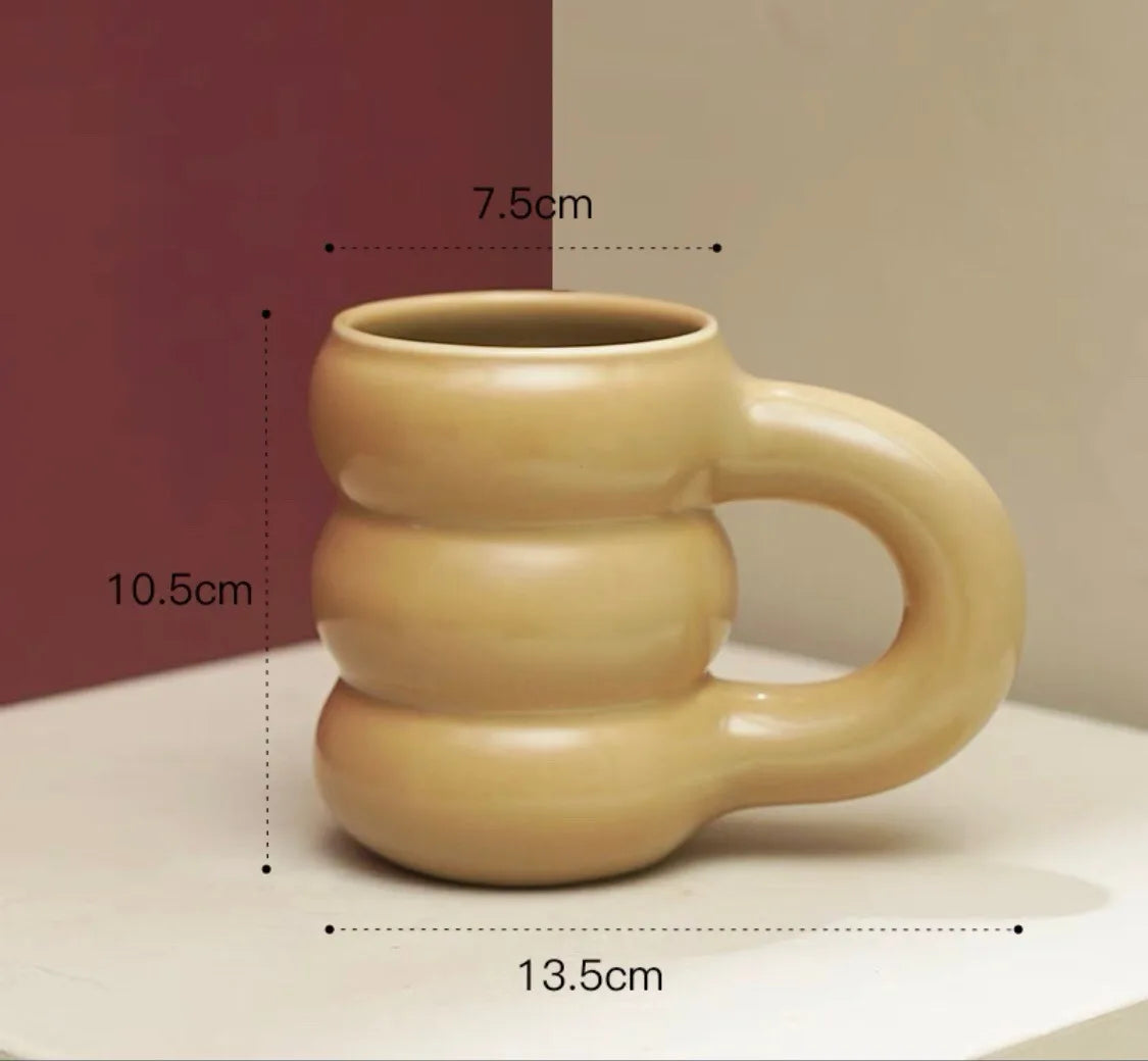 Creative Water Cup Ceramic Mug Nordic Coffee Cups with Big Handrip Colored Ceramics Big Juice Mugs - HOMELIVING