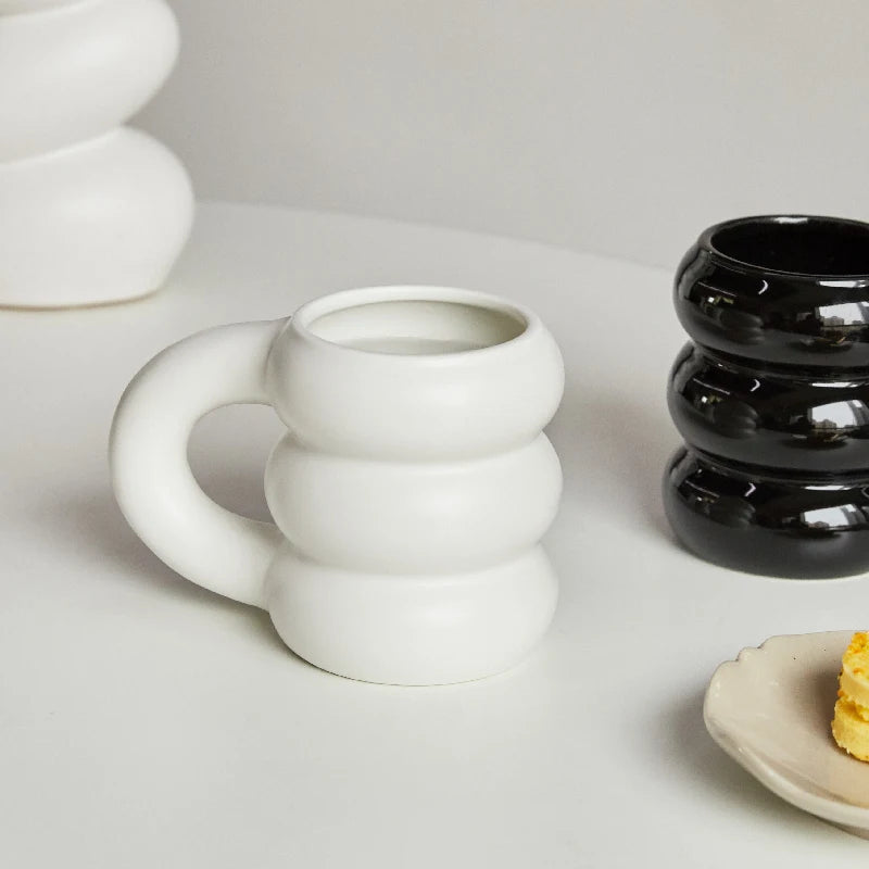 Creative Water Cup Ceramic Mug Nordic Coffee Cups with Big Handrip Colored Ceramics Big Juice Mugs - HOMELIVING