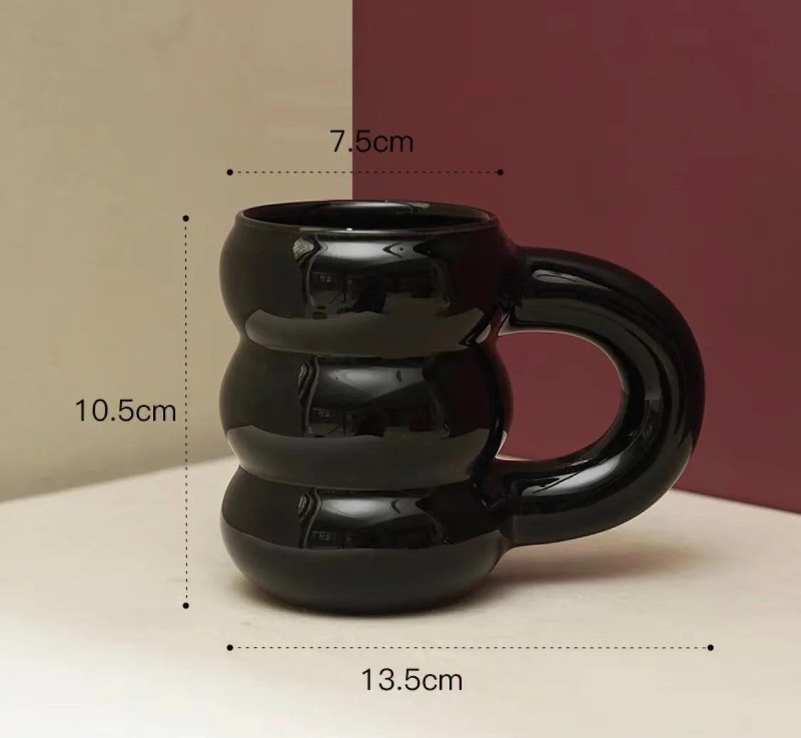 Creative Water Cup Ceramic Mug Nordic Coffee Cups with Big Handrip Colored Ceramics Big Juice Mugs - HOMELIVING