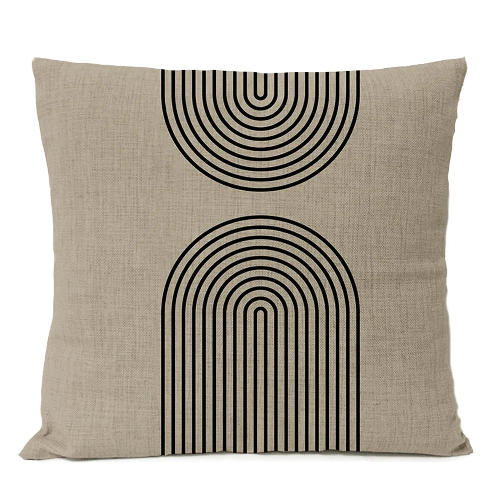 Abstract Black Boho Geometric Throw Pillow Cover