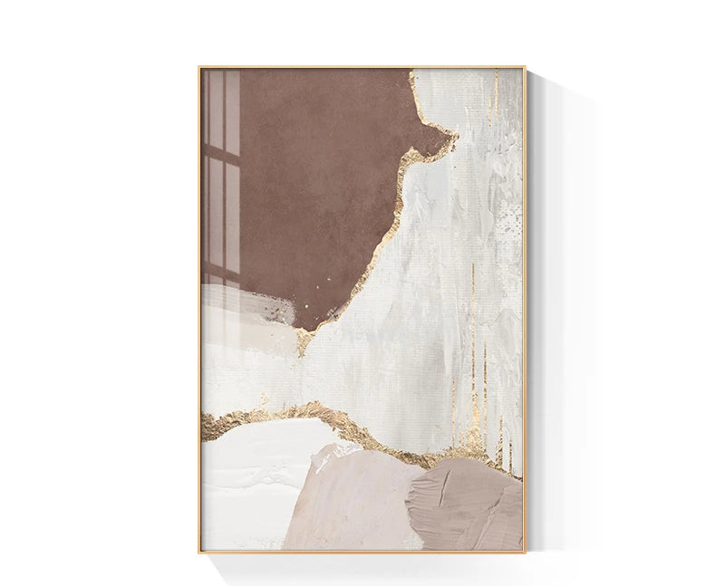 Abstract Golden Home Decor Pictures Luxury Canvas Paintings Nordic Texture Brown Green Wall Art Posters Prints for Living Room - HOMELIVING