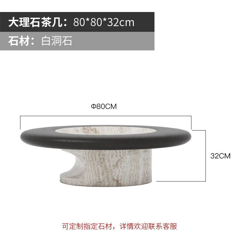 Italian Minimalist round Marble Tea Table Combination Post-Modern Small Apartment Living Room Creative Coffee Table - HOMELIVING