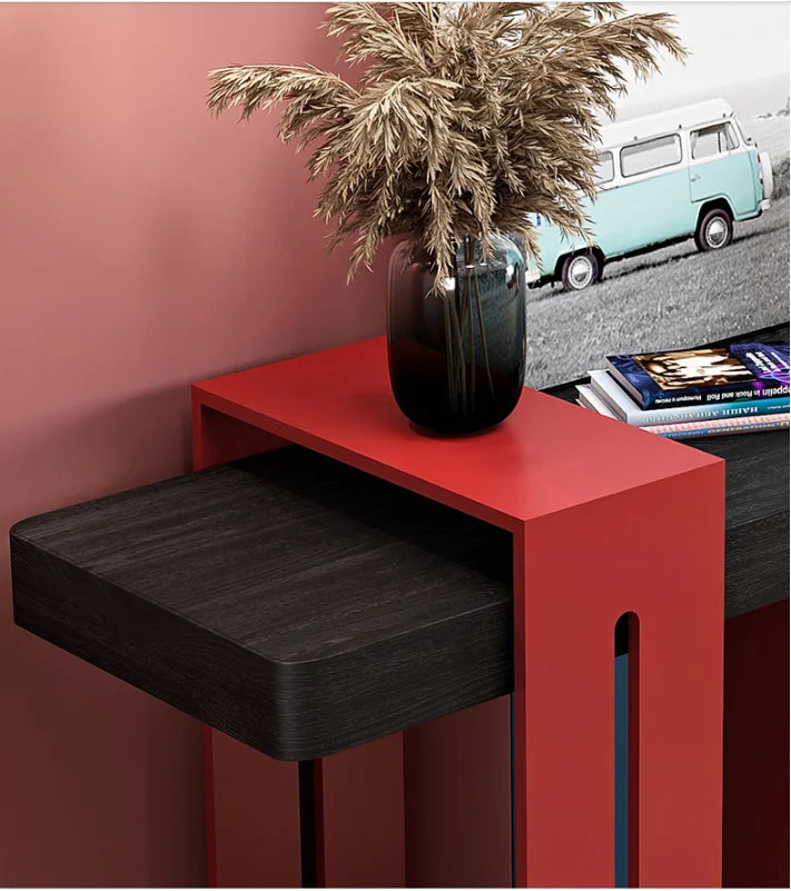 Italian Minimalist Black Oak Console Table