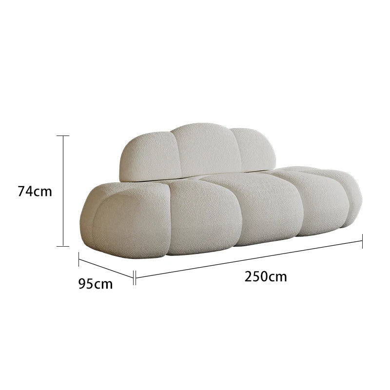 Straight Lambswool Clouds Sofa 3 Seater Fabric Tiny House Long Couch Adults China Reading European Canape Salon Home Decoration - HOMELIVING