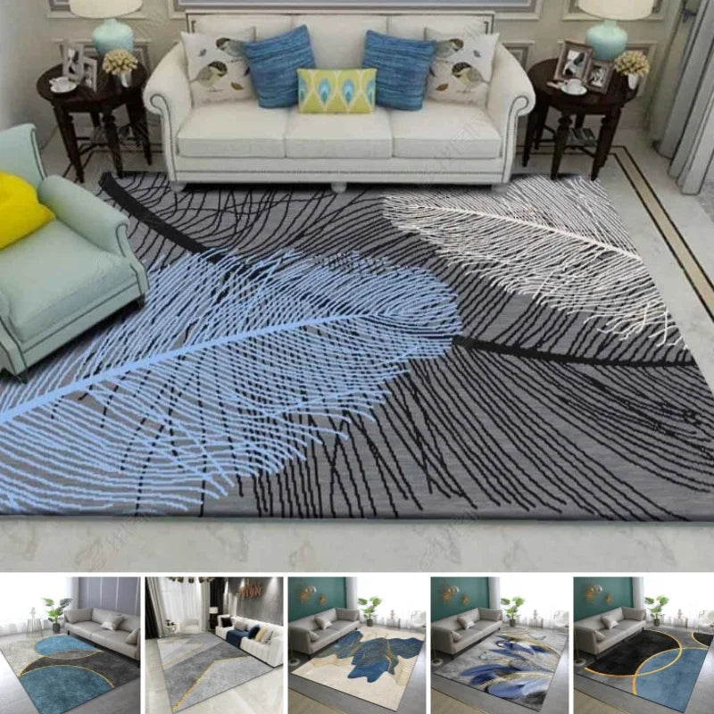 Feather Large Carpet Living Room Decor Mat Non-slip Doormats Bathroom Kitchen Foot Pad Washable Rugs for Home Bedroom Bedside - HOMELIVING