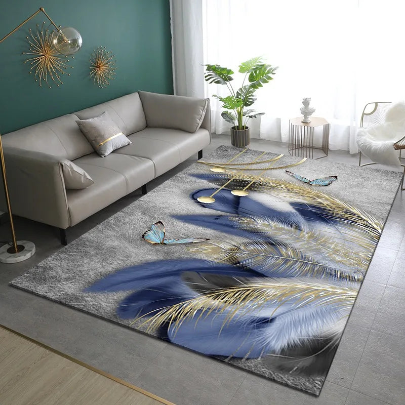 Feather Large Carpet Living Room Decor Mat Non-slip Doormats Bathroom Kitchen Foot Pad Washable Rugs for Home Bedroom Bedside - HOMELIVING