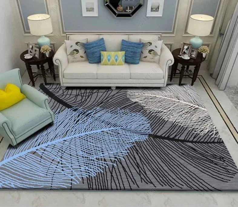 Feather Large Carpet Living Room Decor Mat Non-slip Doormats Bathroom Kitchen Foot Pad Washable Rugs for Home Bedroom Bedside - HOMELIVING