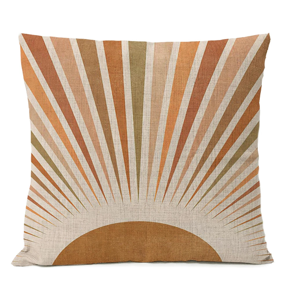 Nordic Boho Geometric Pillow Cover - Monstera Leaf Design