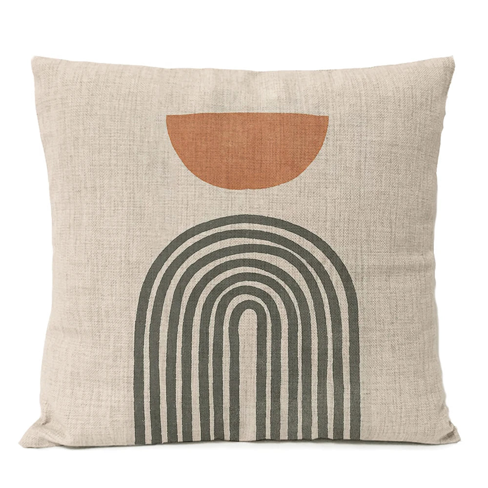 Nordic Boho Geometric Pillow Cover - Monstera Leaf Design