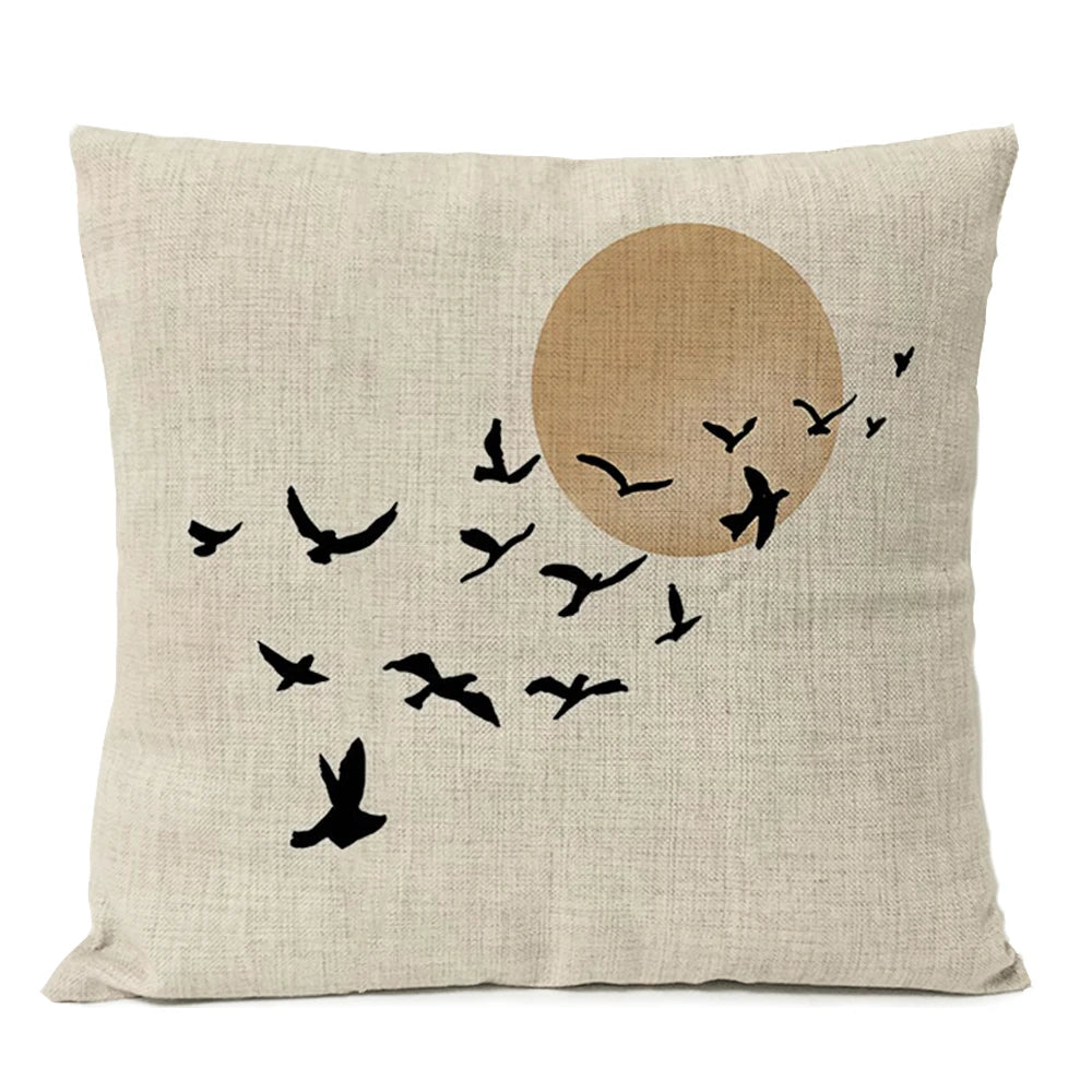 Nordic Boho Geometric Pillow Cover - Monstera Leaf Design
