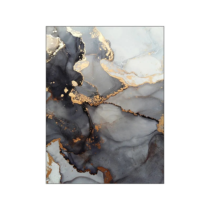 Black and Gold Marble Wall Art Canvas Painting Luxury Abstract Art Poster Prints Nordic Modern Art Aesthetic Hoom Decor Picture - HOMELIVING
