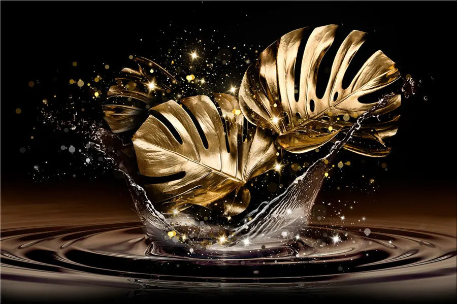Abstract Posters Modern Golden Plant Leaves Luxury Wall Art Canvas Painting and Prints for Living Room Picture Decor Cuadros - HOMELIVING
