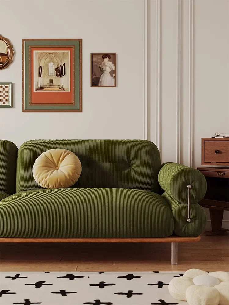 Cloud fabric sofa with detachable corduroy in-line living room combination modern three-person position - HOMELIVING
