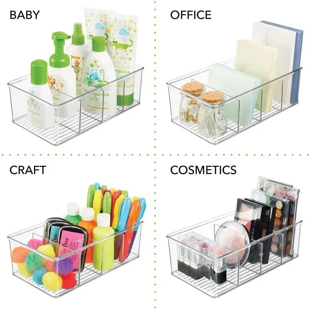 Refrigerator Organizer Bin Clear Plastic Food Storage Organizer Fridge Storage Box with Divider Freezer Pantry Kitchen Organizer - HOMELIVING