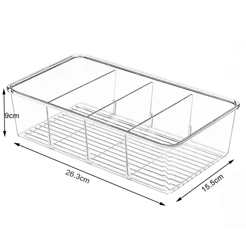Refrigerator Organizer Bin Clear Plastic Food Storage Organizer Fridge Storage Box with Divider Freezer Pantry Kitchen Organizer - HOMELIVING