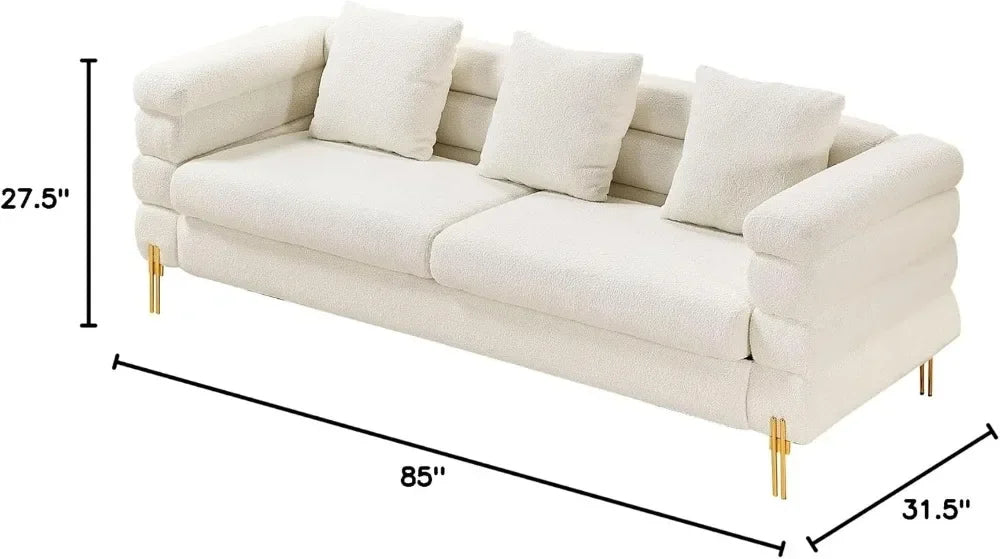 LISM Sofa, Oversized Sofa- 85 inch, 3 Seater Sofa Comfy Sofa for Living Room- White Deep Seat Sofa, Bouclé Couch - HOMELIVING